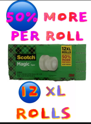 Scotch Magic Tape Refill 12 Rolls, 3/4'' x 1500'' per Original Matte Finish Jumbo