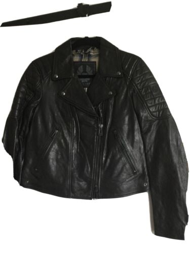 Belstaff Avis Blouson Black Leather Jacket 46 New With Tags Made In Italy - Picture 1 of 9