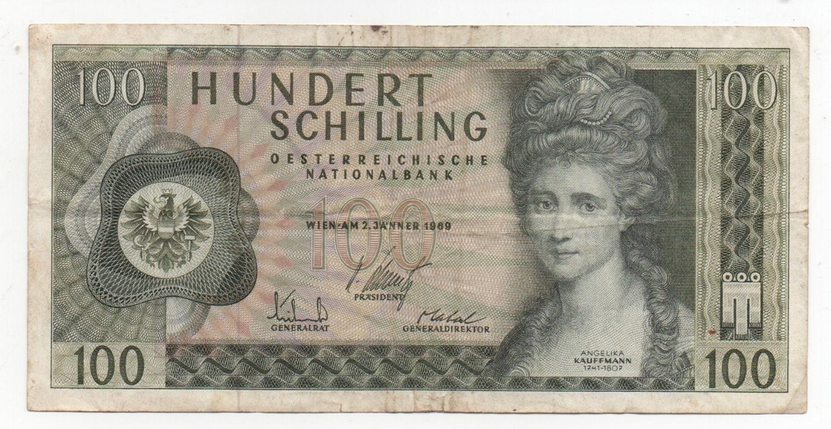オーストリア 旧紙幣　100シリング 4枚 1969年 AUSTRIA 100 SCHILLING 1969 PICK 146 LOOK SCANS | eBay