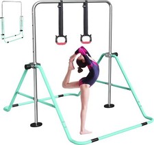 Gymnastics Bar for Kids, Adjustable Height Gymnastic Horizontal Bars, Green
