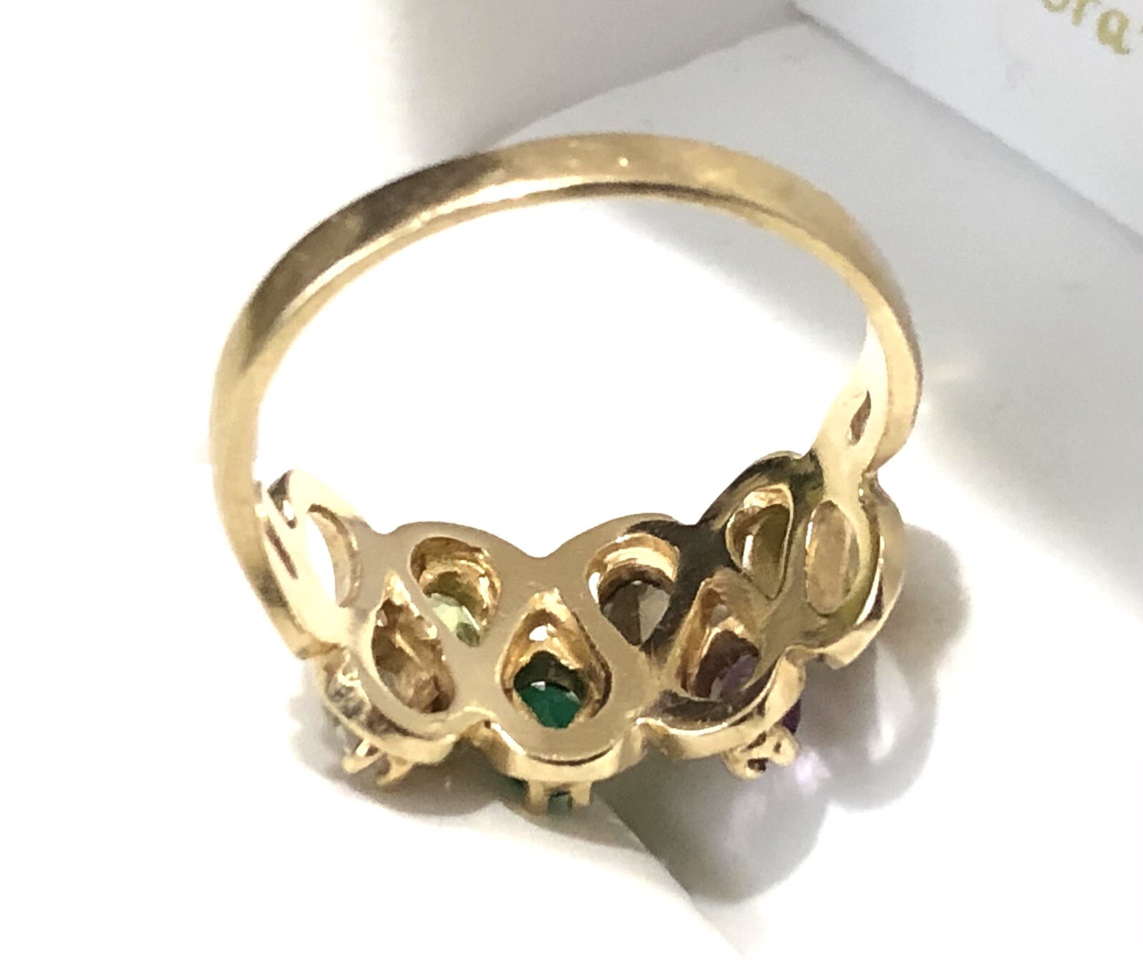 14k Solid Yellow Gold Multi Gemstone Ring Amethys… - image 5