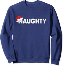 Naughty Or Nice Matching Christmas Santa Couples Unisex Crewneck Sweatshirt