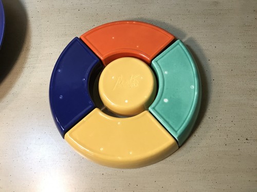 Rare Vintage Blue Multicolor Condiment HLC Fiesta Fiestaware Relish Tray Dish - Picture 7 of 8