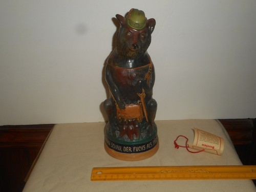 Vintage Matthias Girmscheid 1960 Figural Pottery Hunting Fox Beer Stein Germany - Picture 2 of 24