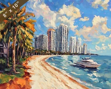 Miami with chic beach oil painting 8x10 Print