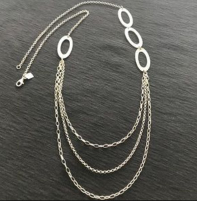 SILPADA 925 Sterling Silber Kaskaden Oval Glieder Halskette N1720 Frech und Edel