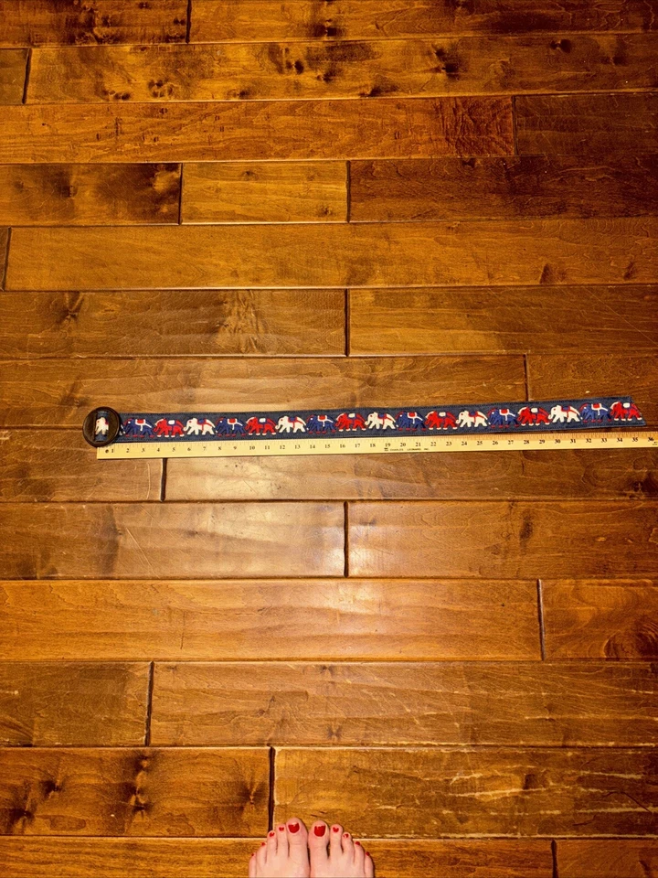 Cinturón Elefante Bordado Talla 36 Ajustable Hebilla Madera De Colección Años 70’s Foto 4 de 4