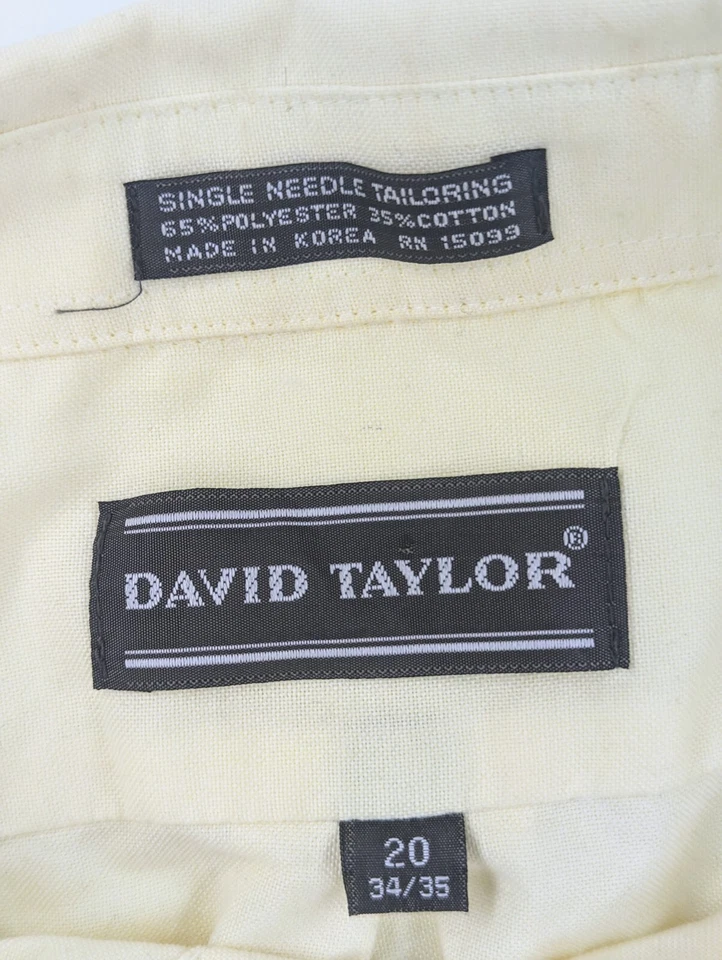 Camisa para hombre David Taylor amarilla con botones talla 20/34/35 Foto 3 de 4