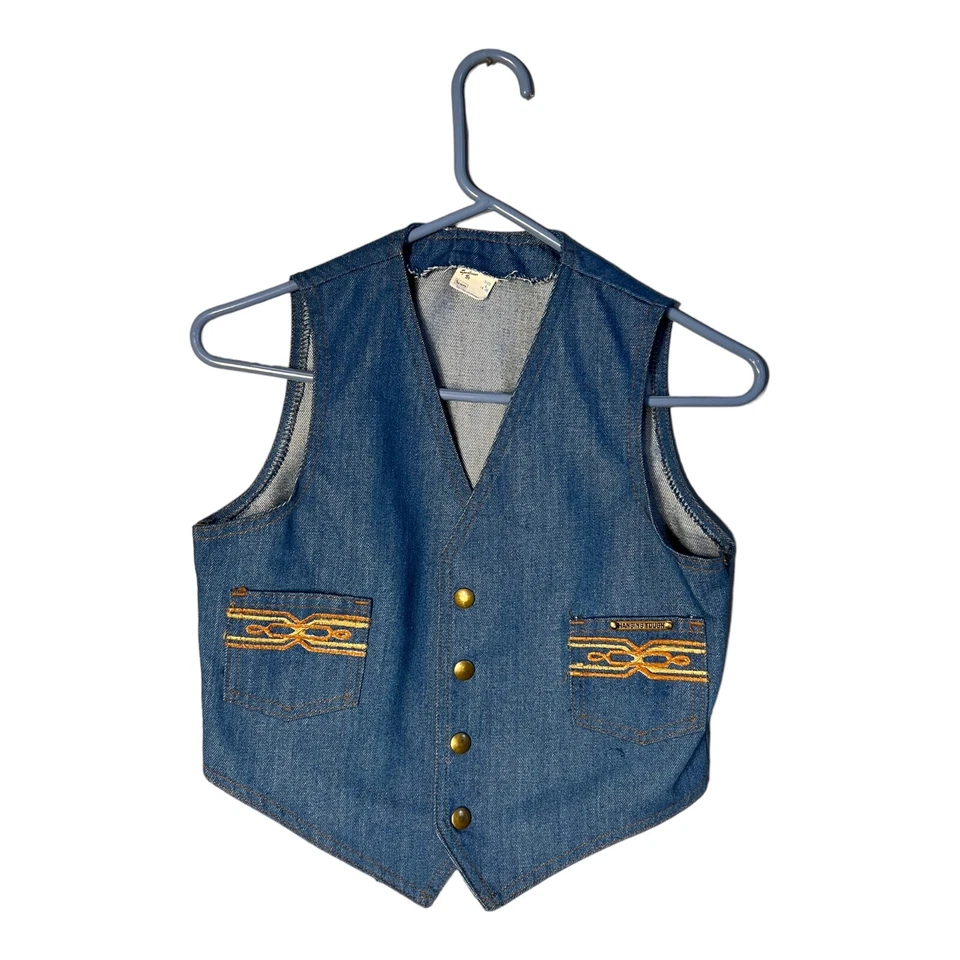 De colección Sears Ropa Deportiva Conjunto a Juego Pantalones Vaqueros Chaleco Denim Juvenil Grande Western Foto 2 de 4