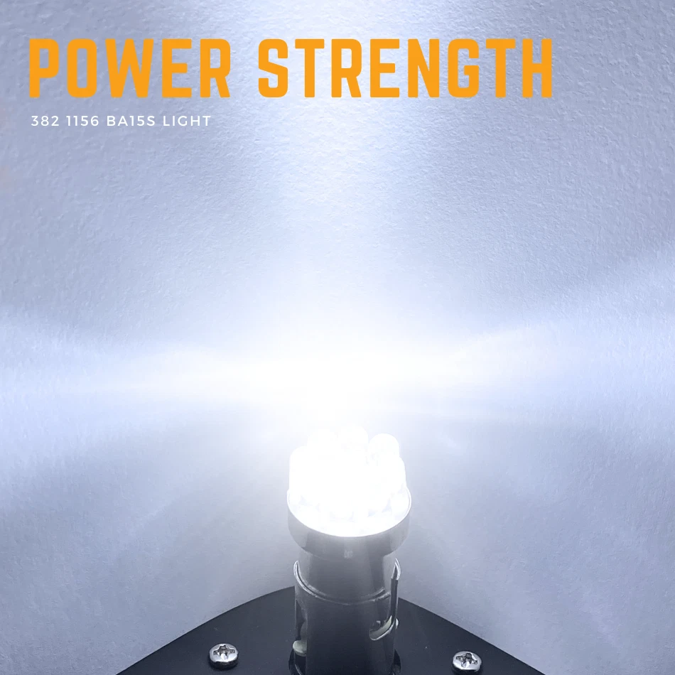 P21w 382 Brake Light Bulbs 9 Led Xenon White Ba15s 1156 Stop / Tail Car Bulb 12v - Image 2 of 4