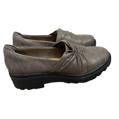 Clarks Collection Calla Style Ruched Slip-On Loafers in Bronze