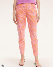 NWT Brooks Brothers Stretch Cotton Slim Floral Print Orange  Pink Pants Size 6