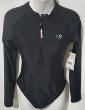 OP Ocean Pacific Women's Black One Piece Swimsuit Long Sleeve Size Medium
