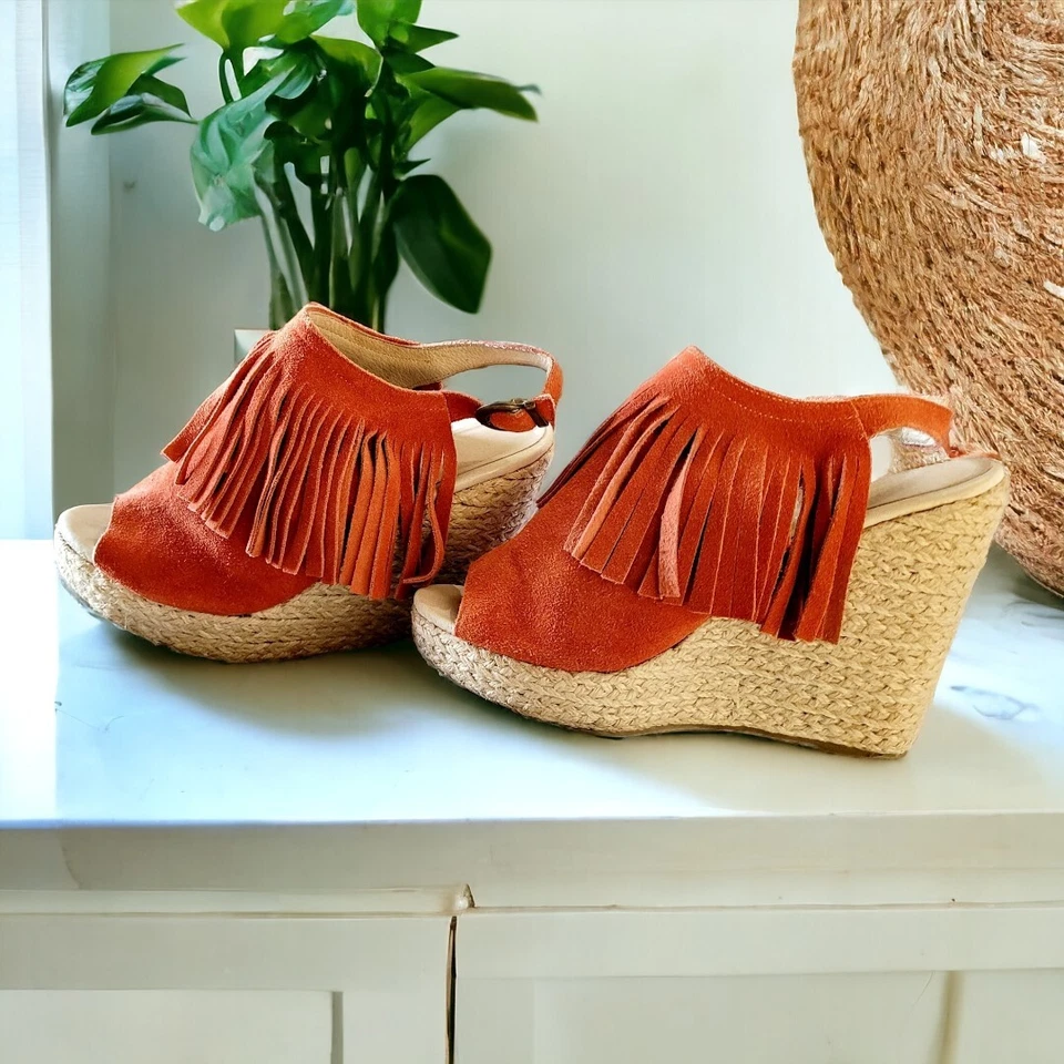 Women's Vintage Fringed Tassel Suede Espadrilles Bohemian Sandles Size 6.5 - Image 2 of 4