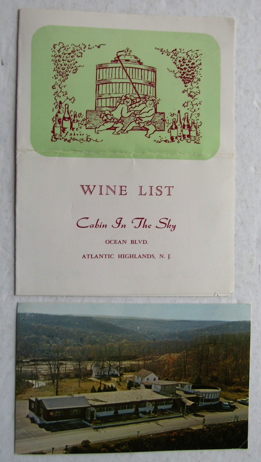 Wine List Menu For Cabin In The Sky Restaurant Atlantic Highlands, New