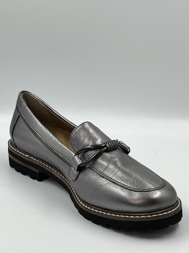 Zapatos Mocasines Trotters Mujer FIORA Metálicos Plateados Cuero Acolchados Talla 6 M - Imagen 8 de 15