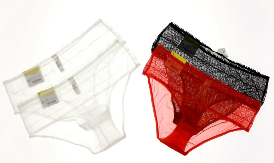 Paquete de 3 ropa interior de bikini DKNY 268209 para mujer negro rojo blanco talla M Foto 2 de 4