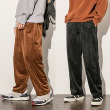 Pantaloni In Corduroy Da Uomo A Gamba Dritta Casual Elastico In Vita Hip Hop