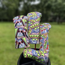 Playing Card Golf Club PU Wood Head Covers Driver Fairway Woods Hybrid Headcover