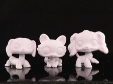 Custom White Base LPS Toys Play 3x Pets Cocker Spaniel Dachshund Crouching Cat