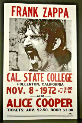 Frank Zappa & Alice Cooper at Cal. State -14x22 Nostalgic Art Poster