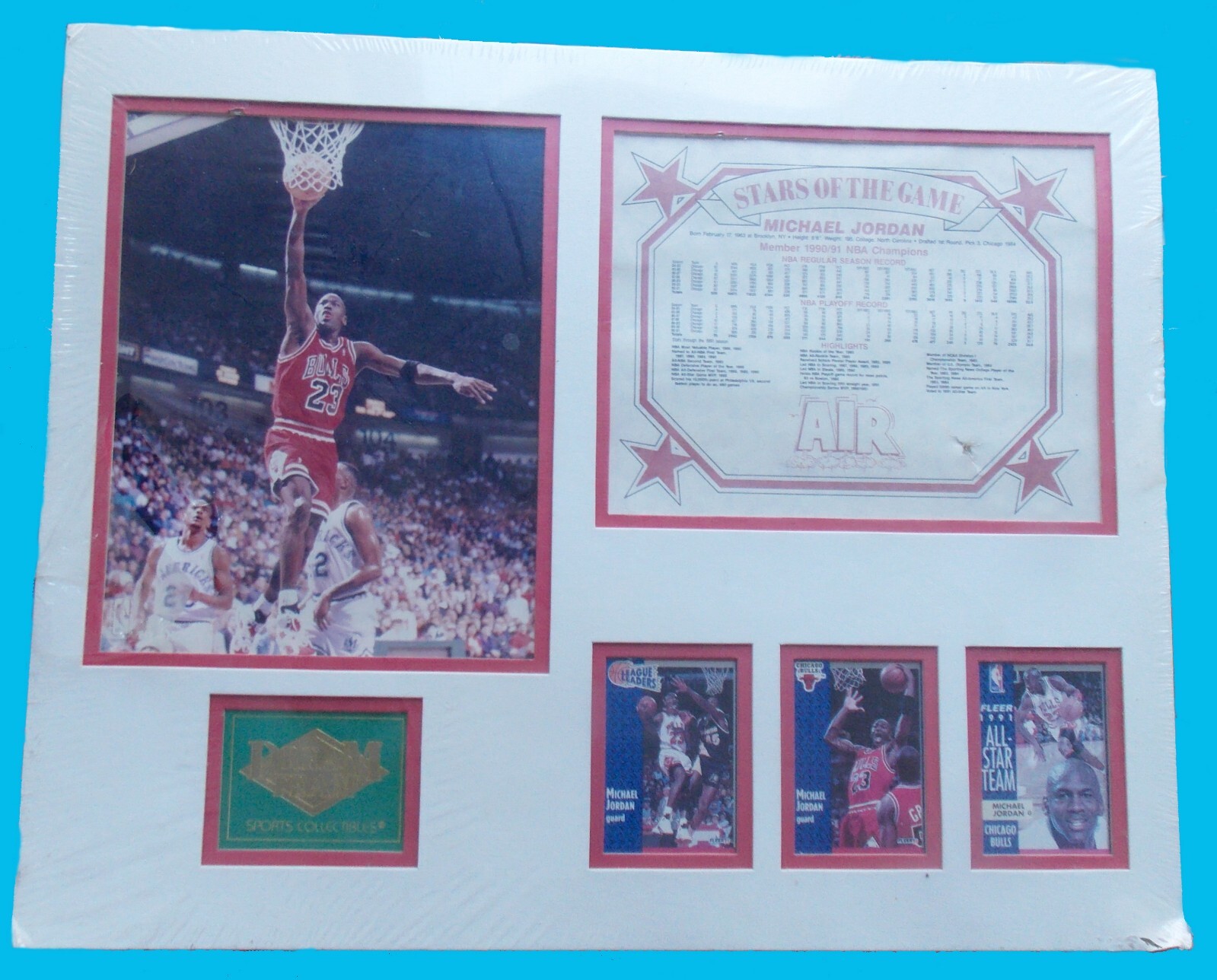 1990 Chicago BULLS Basketball -- Dream Team -- MICHAEL JORDAN Photo w 3 Cards tb