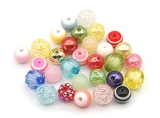 30 Round 11-14mm Acrylic Beads Mix Chunky Bubblegum Beadable Pens European