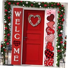 2 Pcs Valentine's Day Door Banner Decoration Valentine Hanging Front Porch