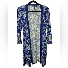 Laura Ashley Blue and White Floral Robe Sz M EUC
