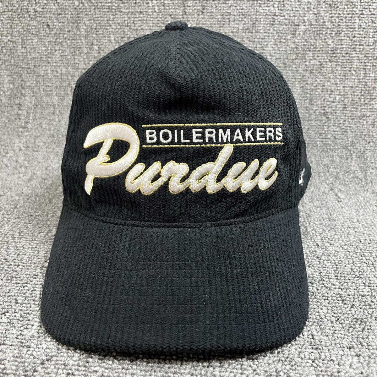 Purdue Boilermakers '47 Brand Black Corduroy Hitch Snapback Hat Script Cap