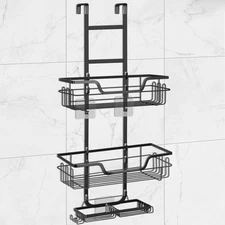 Shower Caddy, Hanging Organizer Rack with Hooks and Adhesives, No Drilling, Rust