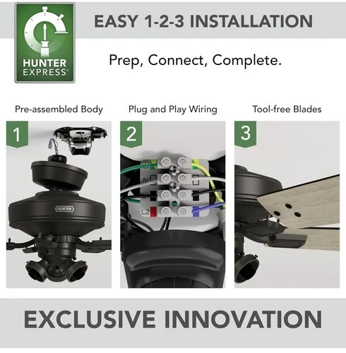 Hunter Fan- Crestfield - Noble Bronze- 5 Blade Ceiling Fan W/Light Kit - Picture 6 of 10