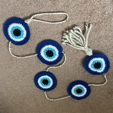 Handmade Crochet Mati Matiasma Evil Eye Wall Hanging Home Decor