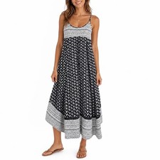 American Eagle Outfitters Black White Floral Boho Maxi Dress Small S/P