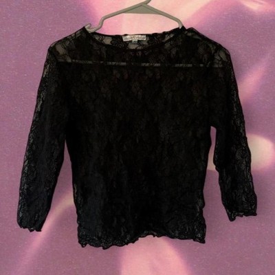Vintage 90s Lace Black Top by Moa Moa