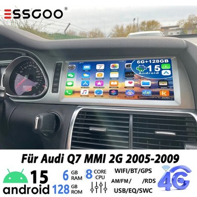 6+128G 10.25''Android15 Autoradio Carplay Für Audi Q7 4L MMI2G 2005-2009 GPS Navi
