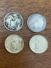 Lot of 4 1944 D Philippines Twenty 20 Centavos Silver Coins