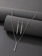 3 PCS Rectangle Women Jewelry Set Earrings Necklace Minimalist Gift For Her USA