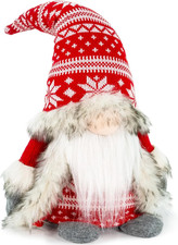 Red Plush Christmas Gnome Decoration Nordic Tabletop Holiday Figurine