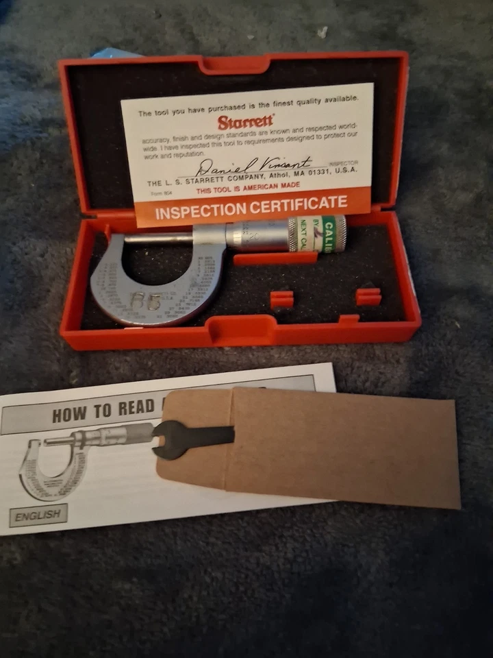 STARRETT 0-1 Inch MICROMETER NO 436 TXFL w/ CASE - .0001 - CARBIDE FACES - Image 3 of 4