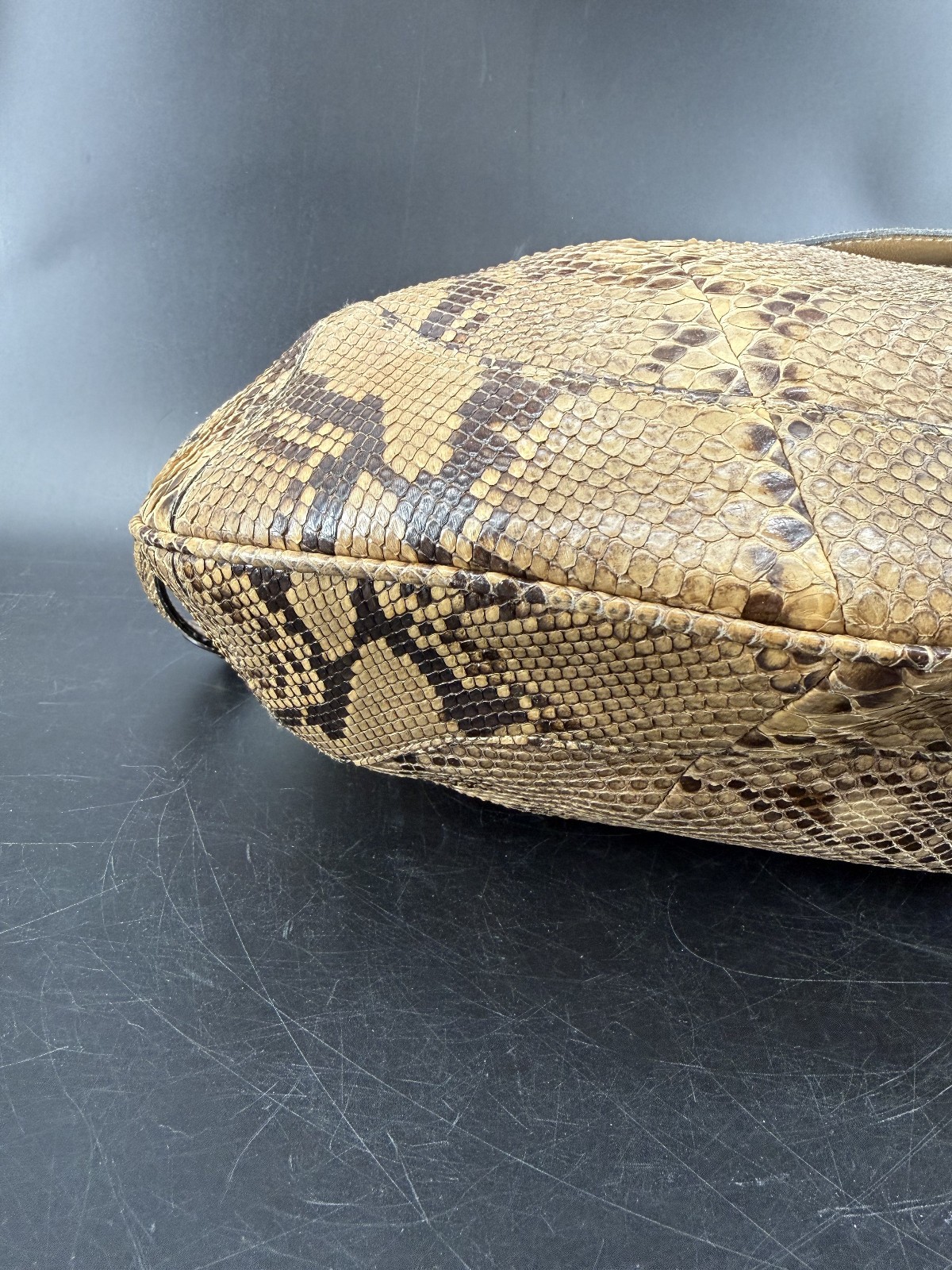 Gucci Python Embossed Leather Bag Nougat Trim 169… - image 11