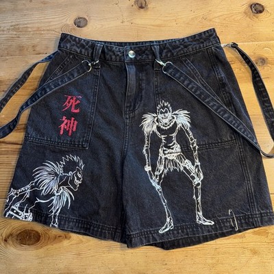 Death Note Ryuk Suspender Jorts Shorts Black Demin Hot Topic No Sz