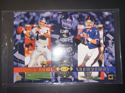 1993 UPPER DECK SUPER BOWL SHOWDOWNS TOMBSTONE PIZZA JOHN ELWAY PHIL SIMMS #4