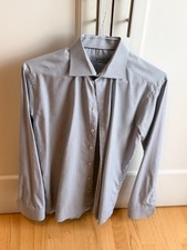 Eton Men  s Slim Fit Fine Twill Dress Shirt Blue Check 16/41 Long