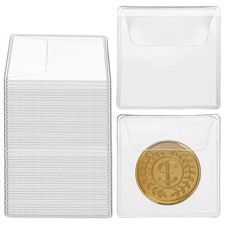 200 PCS Single Pocket Coin Flips Clear Coin Collector Protectors, 2.2X2.2 Inch I