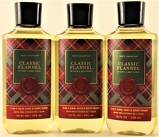 QTY 3 - Bath & Body Works Men's CLASSIC FLANNEL 3-1 Hair Shower Wash Gel 10oz