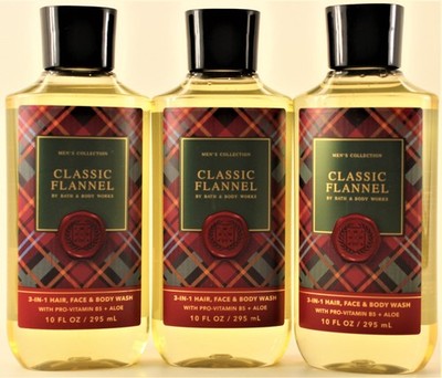 QTY 3 - Bath & Body Works Men's CLASSIC FLANNEL 3-1 Hair Shower Wash Gel 10oz