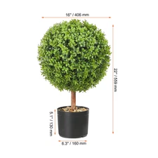 Succebuy 1/2Pcs Artificial Boxwood Tower Topiary Spiral Artificial Plant 24/36/4