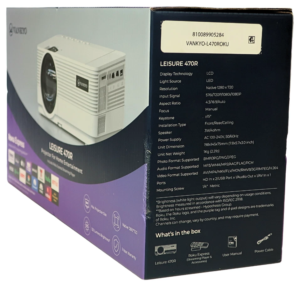 Vankyo Leisure 470R Projector with Roku Express Streaming Player, 50000 Hrs 240" - Image 2 of 3