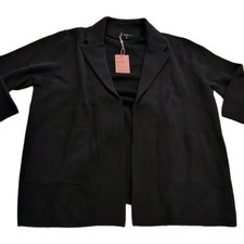 Quince Women's Organic Cotton Knit Blazer Jacket Cardigan Size XL Black NEW